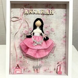 Pink and White handmadeDoll Shadow Box